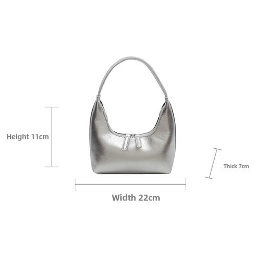 Silver mini hobo shoulder bag, small shoulder purse, women's summer shoulder bag, small hobo handbag - SJB-DIAMOND ELITES