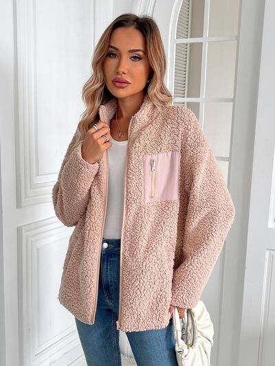 Winter Warm Zip Up Long Sleeve Jacket Fuzzy Cozy & Stylish Jacket Cold-Weather Essential Outdoor Jacket Stevvex