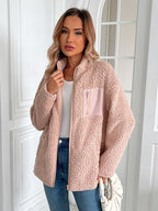 Winter Warm Zip Up Long Sleeve Jacket Fuzzy Cozy & Stylish Jacket Cold-Weather Essential Outdoor Jacket Stevvex