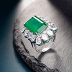 Frosty Sterling Silver Emerald Ring Pi-Mart