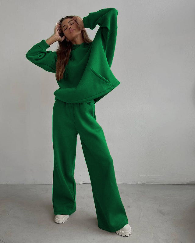Loose Sports Hooded Sweatshirt Suit For Women Pi-Mart