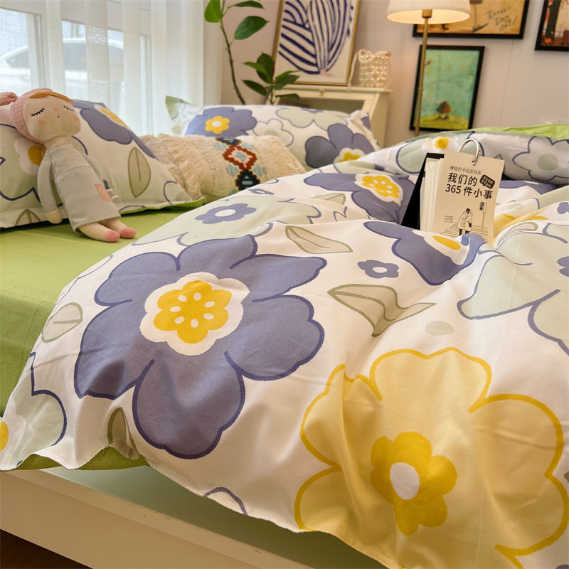 Washed Cotton Bed Sheet Quilt Cover Four-piece Set Pi-Mart