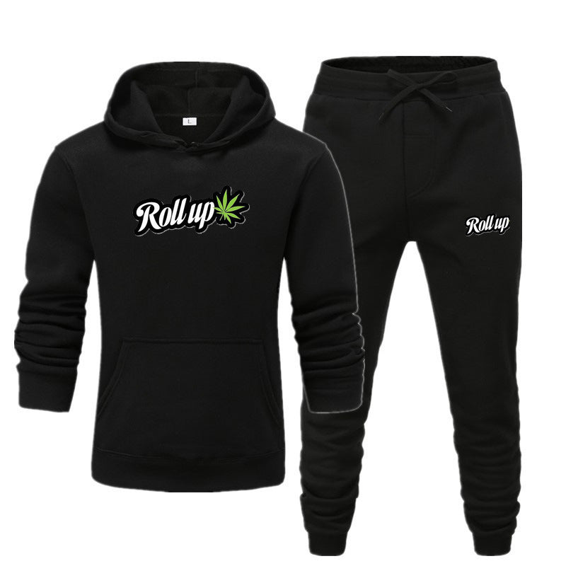 Fashion Letter Print Hooded Sweatshirt Set