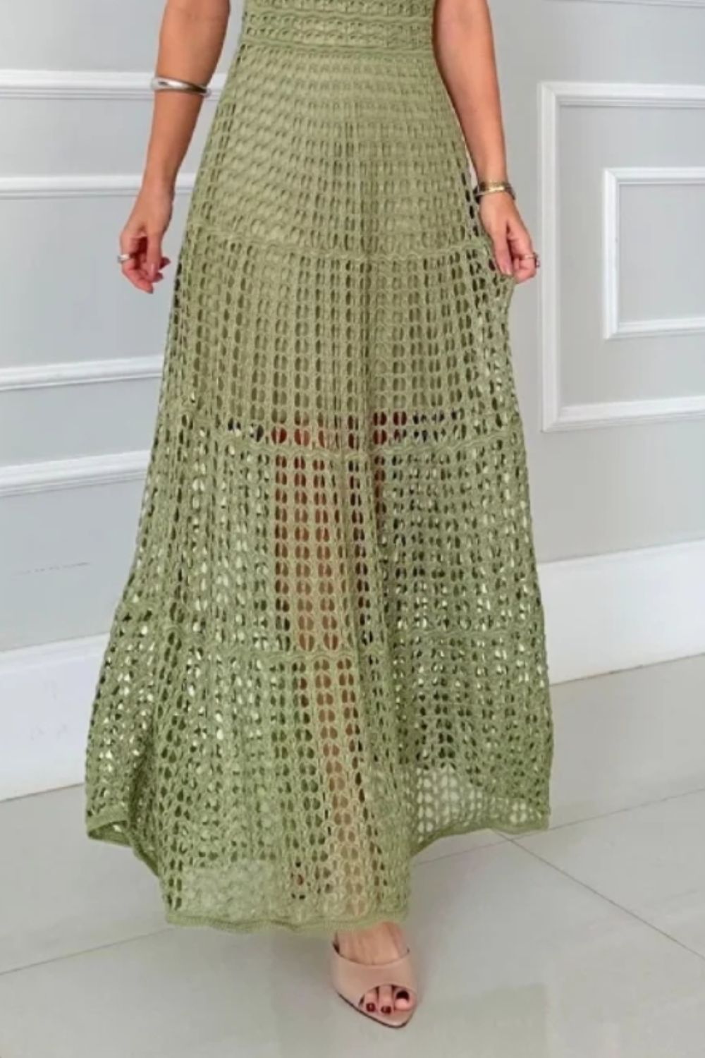 Long Sleeveless Cutout Maxi Dress Chic & Flowy Summer Style Comfortable Dress For Summer Stevvex