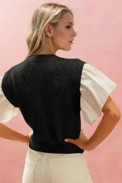 Oh Full Size Ruffled Round Neck Short Sleeve Sweater - SJB-DIAMOND ELITES