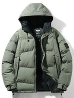 Men's Full Size Outdoor Padded Hooded Puffer Jacket Plus Size THRIXINE