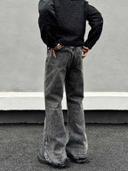 Washed Distressed Gray Skinny Jeans Men's Straight Pants Lootquake LLC