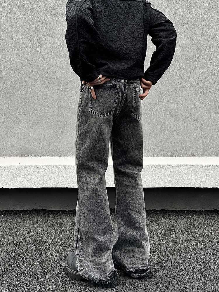 Washed Distressed Gray Skinny Jeans Men's Straight Pants Lootquake LLC