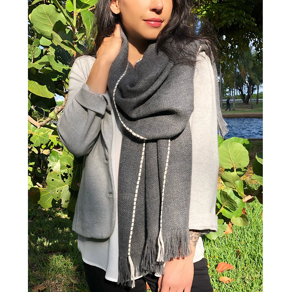 Baby Alpaca Scarf Charcoal - Unisex Soft Lightweight Luxury Winter Wrap BandsCo Straps