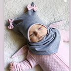 Baby Cotton Hat  Autumn Winter Children Scarf Hat Sets  Bowknot Ear Baby Girl Boy Warm Beanies Cap Neck Warmer Scarf Fleece Balaclava Hood Ski Mask Cold Weather Face Mask Neck Warmer Winter Nose Warmer Stevvex