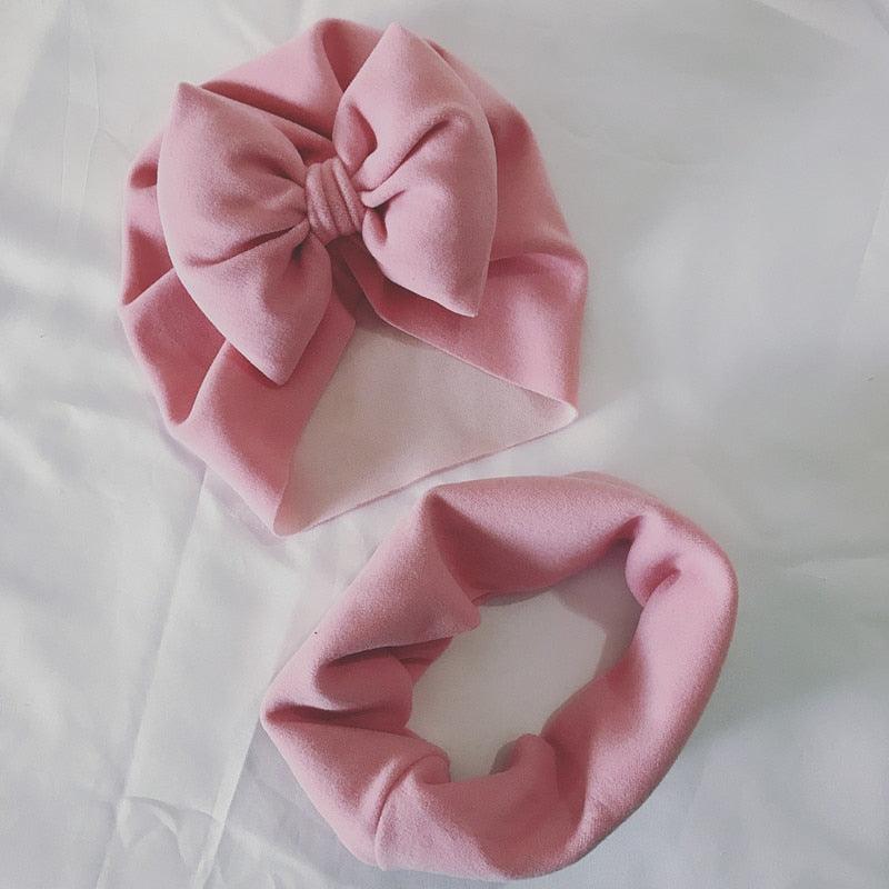 Baby Cotton Hat  Autumn Winter Children Scarf Hat Sets  Bowknot Ear Baby Girl Boy Warm Beanies Cap Neck Warmer Scarf Fleece Balaclava Hood Ski Mask Cold Weather Face Mask Neck Warmer Winter Nose Warmer Stevvex