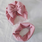Baby Cotton Hat  Autumn Winter Children Scarf Hat Sets  Bowknot Ear Baby Girl Boy Warm Beanies Cap Neck Warmer Scarf Fleece Balaclava Hood Ski Mask Cold Weather Face Mask Neck Warmer Winter Nose Warmer Stevvex