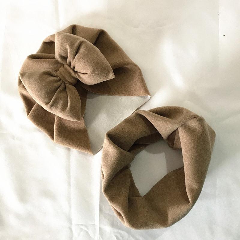 Baby Cotton Hat  Autumn Winter Children Scarf Hat Sets  Bowknot Ear Baby Girl Boy Warm Beanies Cap Neck Warmer Scarf Fleece Balaclava Hood Ski Mask Cold Weather Face Mask Neck Warmer Winter Nose Warmer Stevvex