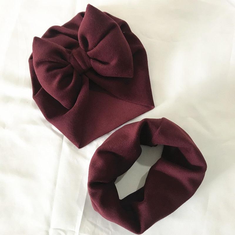 Baby Cotton Hat  Autumn Winter Children Scarf Hat Sets  Bowknot Ear Baby Girl Boy Warm Beanies Cap Neck Warmer Scarf Fleece Balaclava Hood Ski Mask Cold Weather Face Mask Neck Warmer Winter Nose Warmer Stevvex