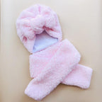 Baby Cotton Hat  Autumn Winter Children Scarf Hat Sets  Bowknot Ear Baby Girl Boy Warm Beanies Cap Neck Warmer Scarf Fleece Balaclava Hood Ski Mask Cold Weather Face Mask Neck Warmer Winter Nose Warmer Stevvex