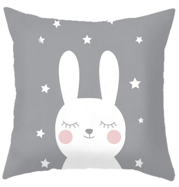 Baby Cushion Whale Print Kids Decoration Cute Rabbit Bear Eyelashes Love Decorative Bunny Pillow Case Cute Animal Little White Rabbits Pillows For Home  45x45CM Stevvex