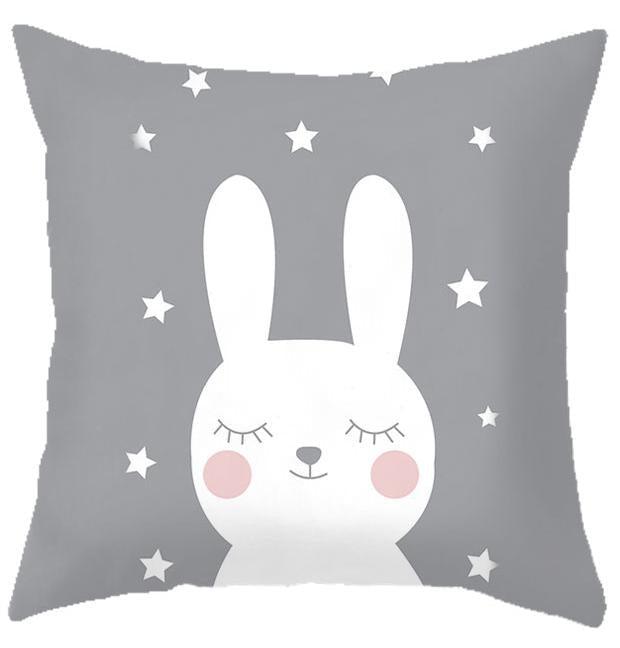 Baby Cushion Whale Print Kids Decoration Cute Rabbit Bear Eyelashes Love Decorative Bunny Pillow Case Cute Animal Little White Rabbits Pillows For Home  45x45CM Stevvex
