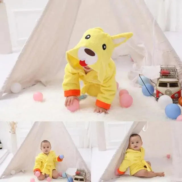 Baby Cute Mini Cartoon Bathrobes Soft Comfortable Bathrobe Warm Bath Towel For Babies Infants Beach Indoor Towel Durable Blankets Stevvex