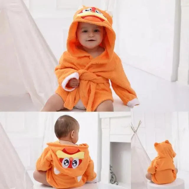 Baby Cute Mini Cartoon Bathrobes Soft Comfortable Bathrobe Warm Bath Towel For Babies Infants Beach Indoor Towel Durable Blankets Stevvex