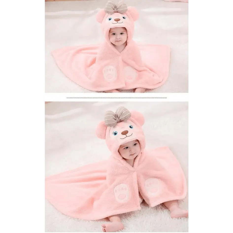 Baby Cute Princess Pink Cartoon Soft Bath Towels For Babies Unique Design Baby Hooded Bathrobe Towels For Infant And Toddler Stevvex