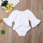 Baby Girl Ruffled Solid Color Sleeveless Backless Romper Jumpsuit Comfy Outfit Excellent Gift For Your Baby Girl