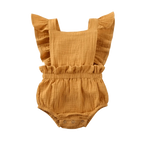 Baby Girl Ruffled Solid Color Sleeveless Backless Romper Jumpsuit Comfy Outfit Excellent Gift For Your Baby Girl