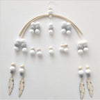 Baby Nordic Wooden Beads Wind Chimes with Wool Balls Nursery Mobile Crib Bed Bell Baby Bedroom Ceiling Wooden Beads Wind Chime Hanging Newborn Baby Bed Hanging Wind-bell Crib Tent Kids Room Decorations Ornaments Stevvex