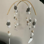 Baby Nordic Wooden Beads Wind Chimes with Wool Balls Nursery Mobile Crib Bed Bell Baby Bedroom Ceiling Wooden Beads Wind Chime Hanging Newborn Baby Bed Hanging Wind-bell Crib Tent Kids Room Decorations Ornaments Stevvex