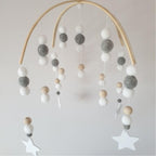 Baby Nordic Wooden Beads Wind Chimes with Wool Balls Nursery Mobile Crib Bed Bell Baby Bedroom Ceiling Wooden Beads Wind Chime Hanging Newborn Baby Bed Hanging Wind-bell Crib Tent Kids Room Decorations Ornaments Stevvex