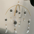 Baby Nordic Wooden Beads Wind Chimes with Wool Balls Nursery Mobile Crib Bed Bell Baby Bedroom Ceiling Wooden Beads Wind Chime Hanging Newborn Baby Bed Hanging Wind-bell Crib Tent Kids Room Decorations Ornaments Stevvex
