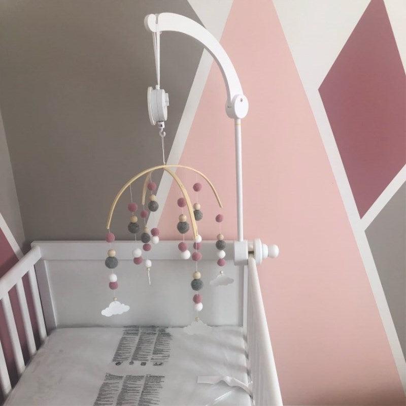 Baby Nordic Wooden Beads Wind Chimes with Wool Balls Nursery Mobile Crib Bed Bell Baby Bedroom Ceiling Wooden Beads Wind Chime Hanging Newborn Baby Bed Hanging Wind-bell Crib Tent Kids Room Decorations Ornaments Stevvex