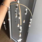 Baby Nordic Wooden Beads Wind Chimes with Wool Balls Nursery Mobile Crib Bed Bell Baby Bedroom Ceiling Wooden Beads Wind Chime Hanging Newborn Baby Bed Hanging Wind-bell Crib Tent Kids Room Decorations Ornaments Stevvex