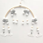 Baby Nordic Wooden Beads Wind Chimes with Wool Balls Nursery Mobile Crib Bed Bell Baby Bedroom Ceiling Wooden Beads Wind Chime Hanging Newborn Baby Bed Hanging Wind-bell Crib Tent Kids Room Decorations Ornaments Stevvex