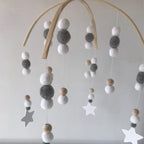 Baby Nordic Wooden Beads Wind Chimes with Wool Balls Nursery Mobile Crib Bed Bell Baby Bedroom Ceiling Wooden Beads Wind Chime Hanging Newborn Baby Bed Hanging Wind-bell Crib Tent Kids Room Decorations Ornaments Stevvex