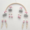Baby Nordic Wooden Beads Wind Chimes with Wool Balls Nursery Mobile Crib Bed Bell Baby Bedroom Ceiling Wooden Beads Wind Chime Hanging Newborn Baby Bed Hanging Wind-bell Crib Tent Kids Room Decorations Ornaments Stevvex