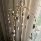 Baby Nordic Wooden Beads Wind Chimes with Wool Balls Nursery Mobile Crib Bed Bell Baby Bedroom Ceiling Wooden Beads Wind Chime Hanging Newborn Baby Bed Hanging Wind-bell Crib Tent Kids Room Decorations Ornaments Stevvex