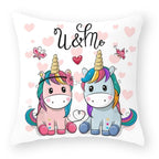 Baby Shower Unicorn Pillow Case Decorative Cute Pillowcase Pillow Protector Cushion Girl Unicorn Flowers Rose Pillow Case Sofa Bed Pillow Cover Prefect Gifts For Kids Party 45x45CM Stevvex