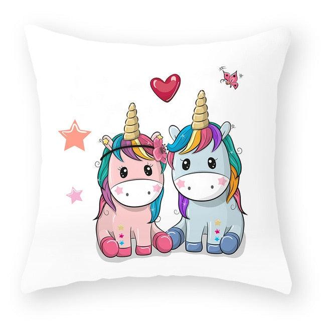 Baby Shower Unicorn Pillow Case Decorative Cute Pillowcase Pillow Protector Cushion Girl Unicorn Flowers Rose Pillow Case Sofa Bed Pillow Cover Prefect Gifts For Kids Party 45x45CM Stevvex