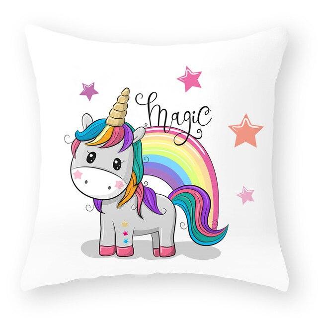 Baby Shower Unicorn Pillow Case Decorative Cute Pillowcase Pillow Protector Cushion Girl Unicorn Flowers Rose Pillow Case Sofa Bed Pillow Cover Prefect Gifts For Kids Party 45x45CM Stevvex