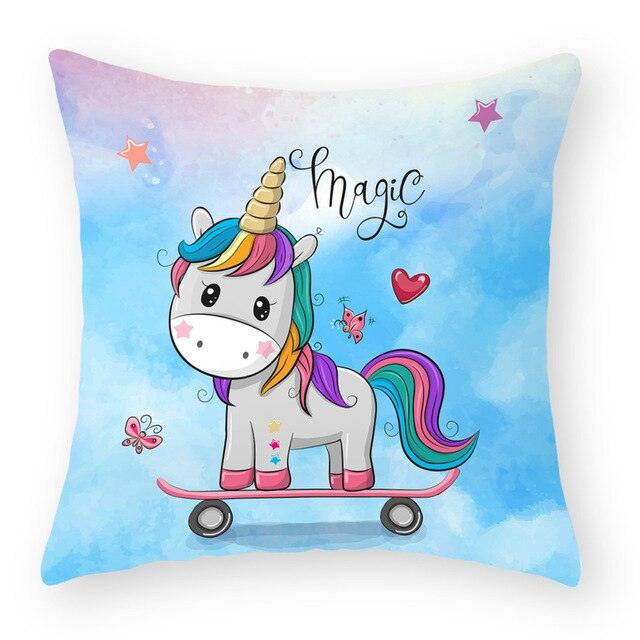 Baby Shower Unicorn Pillow Case Decorative Cute Pillowcase Pillow Protector Cushion Girl Unicorn Flowers Rose Pillow Case Sofa Bed Pillow Cover Prefect Gifts For Kids Party 45x45CM Stevvex