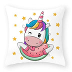 Baby Shower Unicorn Pillow Case Decorative Cute Pillowcase Pillow Protector Cushion Girl Unicorn Flowers Rose Pillow Case Sofa Bed Pillow Cover Prefect Gifts For Kids Party 45x45CM Stevvex