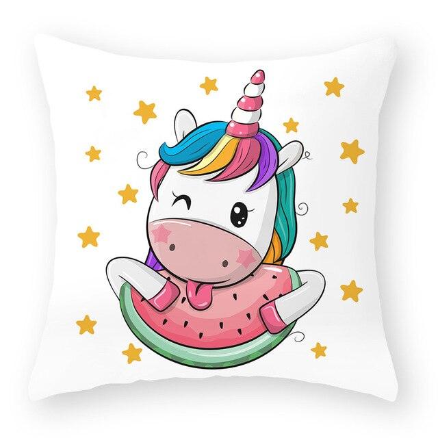 Baby Shower Unicorn Pillow Case Decorative Cute Pillowcase Pillow Protector Cushion Girl Unicorn Flowers Rose Pillow Case Sofa Bed Pillow Cover Prefect Gifts For Kids Party 45x45CM Stevvex
