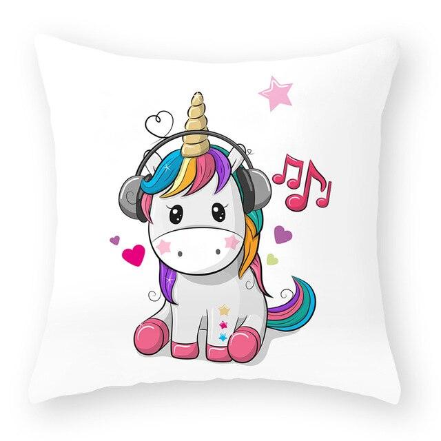 Baby Shower Unicorn Pillow Case Decorative Cute Pillowcase Pillow Protector Cushion Girl Unicorn Flowers Rose Pillow Case Sofa Bed Pillow Cover Prefect Gifts For Kids Party 45x45CM Stevvex
