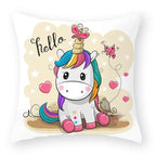 Baby Shower Unicorn Pillow Case Decorative Cute Pillowcase Pillow Protector Cushion Girl Unicorn Flowers Rose Pillow Case Sofa Bed Pillow Cover Prefect Gifts For Kids Party 45x45CM Stevvex