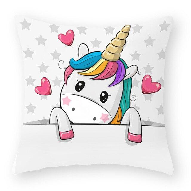 Baby Shower Unicorn Pillow Case Decorative Cute Pillowcase Pillow Protector Cushion Girl Unicorn Flowers Rose Pillow Case Sofa Bed Pillow Cover Prefect Gifts For Kids Party 45x45CM Stevvex