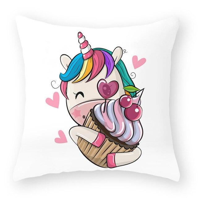 Baby Shower Unicorn Pillow Case Decorative Cute Pillowcase Pillow Protector Cushion Girl Unicorn Flowers Rose Pillow Case Sofa Bed Pillow Cover Prefect Gifts For Kids Party 45x45CM Stevvex