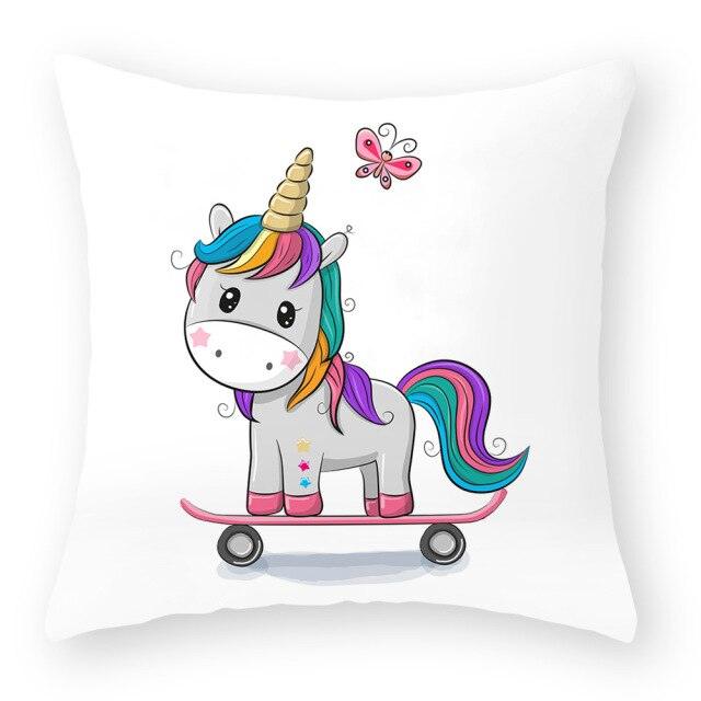 Baby Shower Unicorn Pillow Case Decorative Cute Pillowcase Pillow Protector Cushion Girl Unicorn Flowers Rose Pillow Case Sofa Bed Pillow Cover Prefect Gifts For Kids Party 45x45CM Stevvex