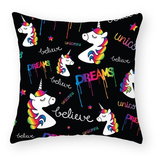 Baby Shower Unicorn Pillow Case Decorative Cute Pillowcase Pillow Protector Cushion Girl Unicorn Flowers Rose Pillow Case Sofa Bed Pillow Cover Prefect Gifts For Kids Party 45x45CM Stevvex
