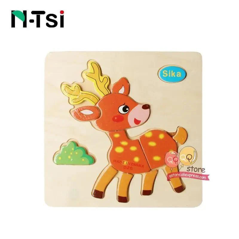 Baby Wooden Puzzle Toys for Toddlers Developing Educational Kids Toys For Children Game Cartoon Animal Gift 3 Years - SJB-DIAMOND ELITES