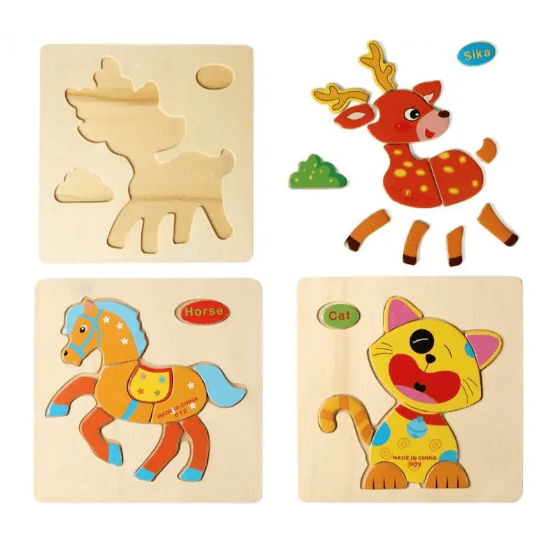 Baby Wooden Puzzle Toys for Toddlers Developing Educational Kids Toys For Children Game Cartoon Animal Gift 3 Years - SJB-DIAMOND ELITES